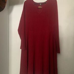 SHEIN Red Knit Chain-Detail Swing Dress